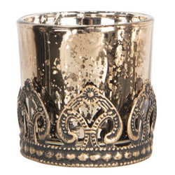 Hnědo bronzový skleněný svícen Tealight - 5*5 cm