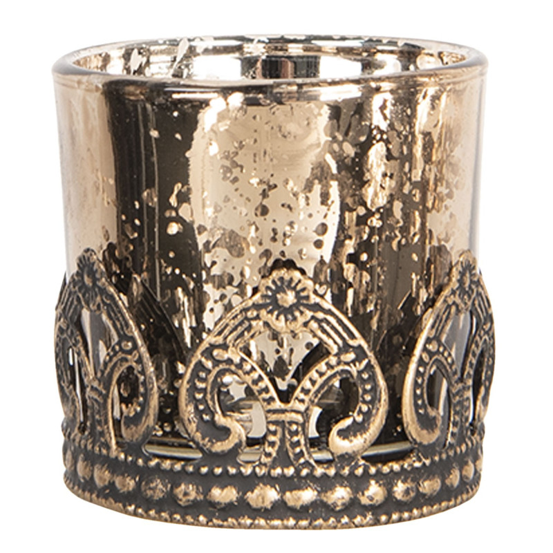 Hnědo bronzový skleněný svícen Tealight - 5*5 cm