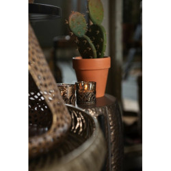 Hnědo bronzový skleněný svícen Tealight - 5*5 cm