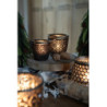 Hnědo černo zlatý skleněný svícen Tealight - 9*9 cm