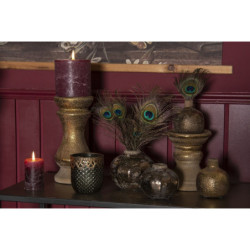 Zeleno zlatý skleněný svícen s patinou Tealight - 8*9 cm