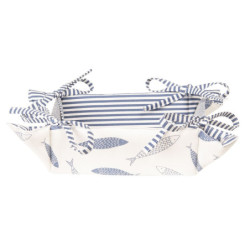 Bavlněný oboustranný košík na pečivo Nautical Fish - 35*35*8 cm