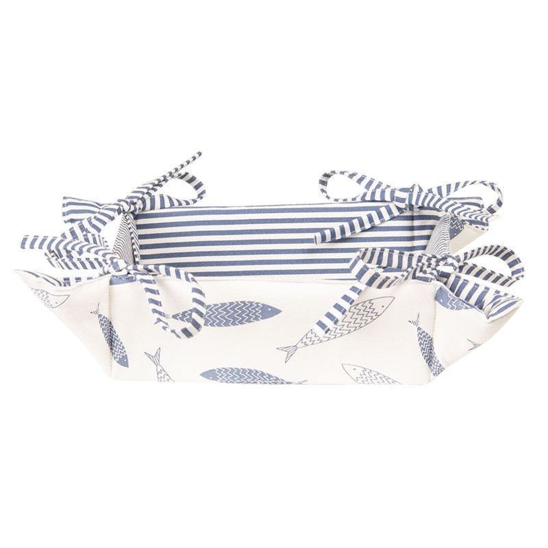 Bavlněný oboustranný košík na pečivo Nautical Fish - 35*35*8 cm