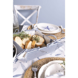 Bavlněný oboustranný košík na pečivo Nautical Fish - 35*35*8 cm