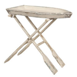 Rozkládací dřevěný stůl v designu pramice s pádly - 70*39*64 cm