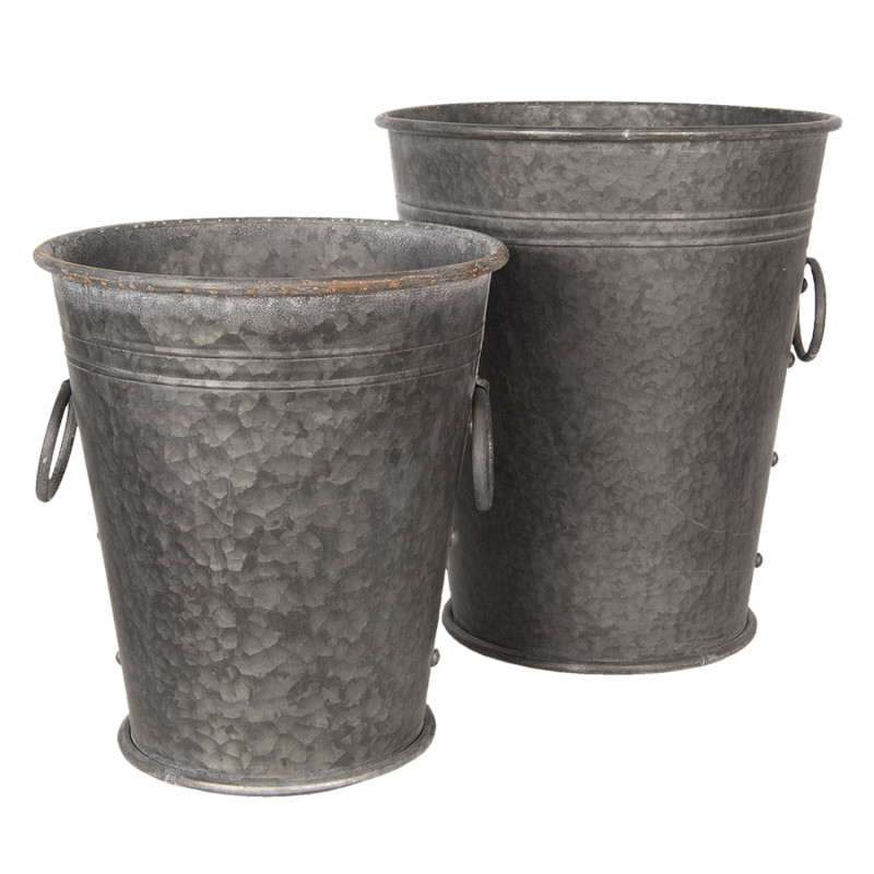 2ks dekorační plechové kbelíky - Ø 37*42 / 32*35 cm