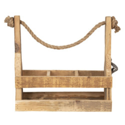 Dřevěná retro bedýnka na 3láhve s otvírákem - 32*11*32 cm