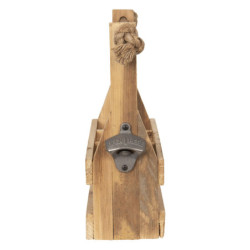 Dřevěná retro bedýnka na 3láhve s otvírákem - 32*11*32 cm