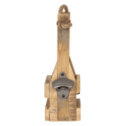Dřevěná retro bedýnka na láhev s otvírákem - 9*10*29 cm