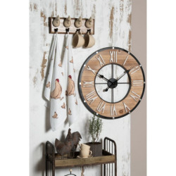 Dřevěno-kovové nástěnné hodiny s římskými číslicemi Flavie – Ø 60*4 cm / 1*AA
