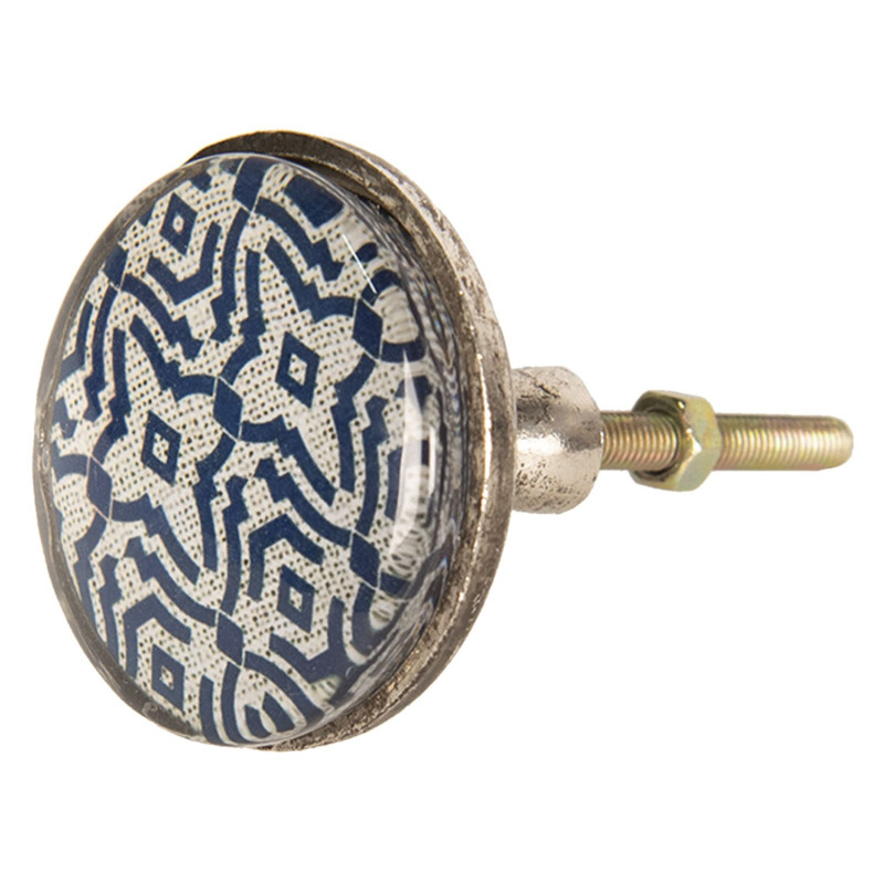 Kovová úchytka s modrým ornamentem I – Ø 5*8 cm