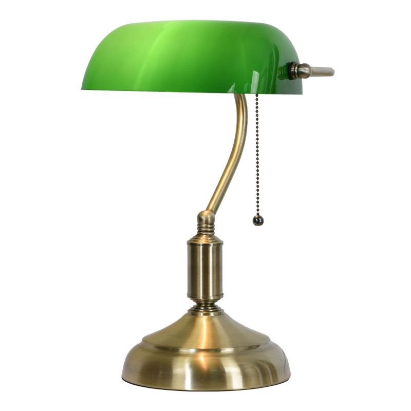 Stolní lampa se zeleným skleněným stínidlem GreenBank - 27*17*41 cm E27/max 1*60W
