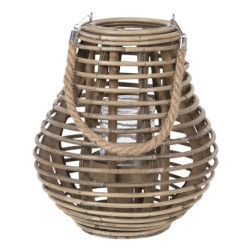 Šedohnědá dřevěná lucerna Milli - Ø 26*28 cm