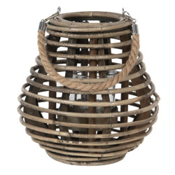 Šedohnědá dřevěná lucerna Milli - Ø 23*23 cm