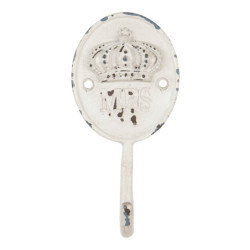 Kovový bílý háček s patinou Mrs - 6*4*12 cm