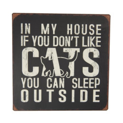 Černá kovová cedule CATS s patinou- 30*1*30 cm