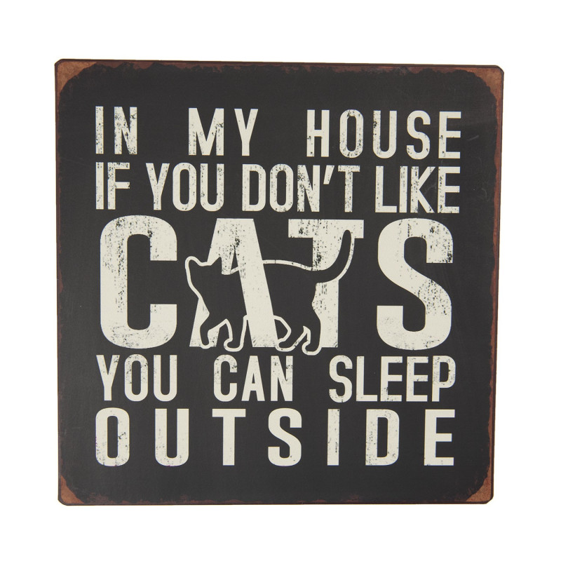 Černá kovová cedule CATS s patinou- 30*1*30 cm