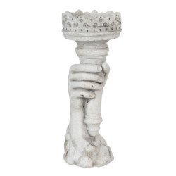 Šedý antik cementový svícen Pochodeň - 12*10*27 cm