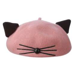 Růžovo černý dětský baret alá Kočka