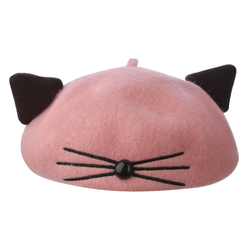 Růžovo černý dětský baret alá Kočka