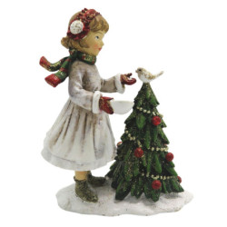 Dekorace děvče s vánočním stromečkem - 9*5*12 cm