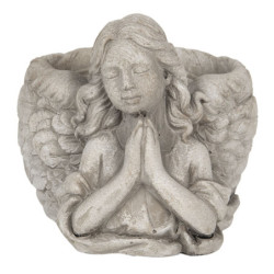 Šedý květináč s andělkou Anjel - 16*13*12 cm
