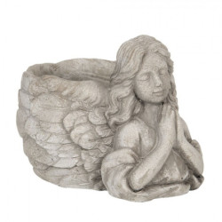 Šedý květináč s andělkou Anjel - 16*13*12 cm