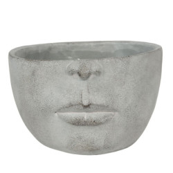 Šedý květináč hlava s ústy - 24*23*15 cm