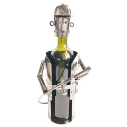 Kovový stojan na láhev vína v designu hasiče Chevalier - 17*12*22 cm