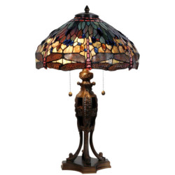 Stolní lampa Tiffany Dark dragonfly - Ø 42*64 cm