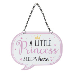Menší oválná závěsná kovová cedule Little Princess - 17*13 cm