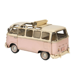 Kovový model retro růžového autobusu Volkswagen - 26*11*13 cm