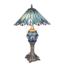Stolní lampa Tiffany Peacock - Ø 40*68 cm
