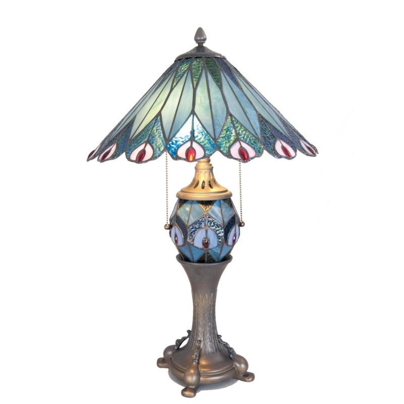 Stolní lampa Tiffany Peacock - Ø 40*68 cm