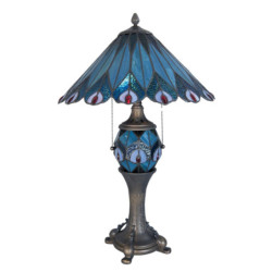 Stolní lampa Tiffany Peacock - Ø 40*68 cm