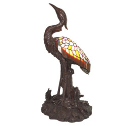 Vitrážová stolní lampa Tiffany Pélican - 21*21*53 cm E14/max 1*25W