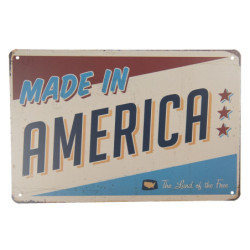 Středně velká kovová barevná cedule MADE IN AMERICA- 30*20 cm