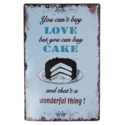 Nástěnná kovová cedule Love Cake - 20*30 cm