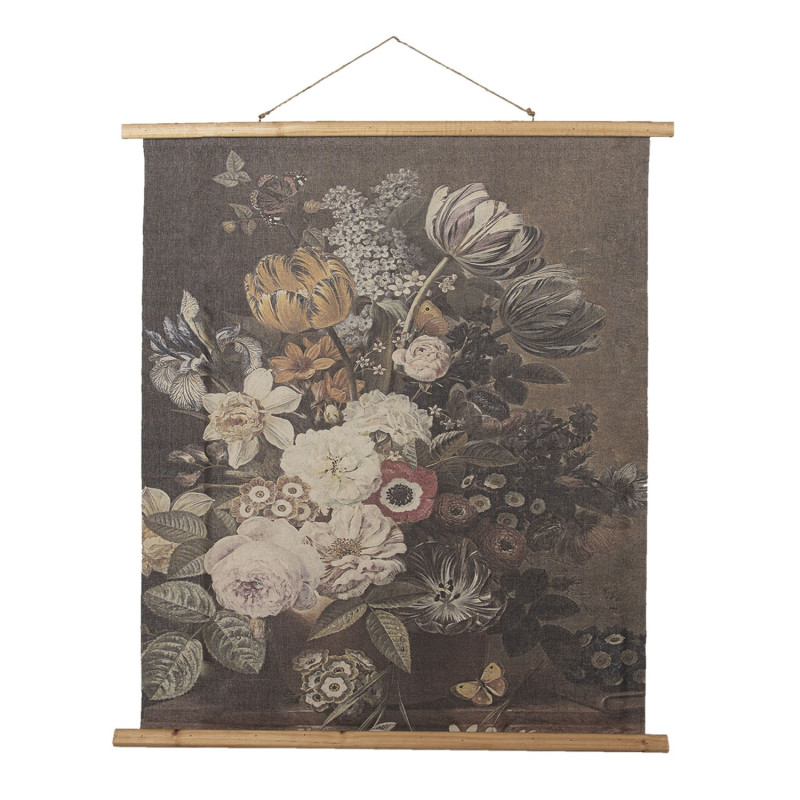 Nástěnná vintage mapa s květy I - 80*2*100 cm