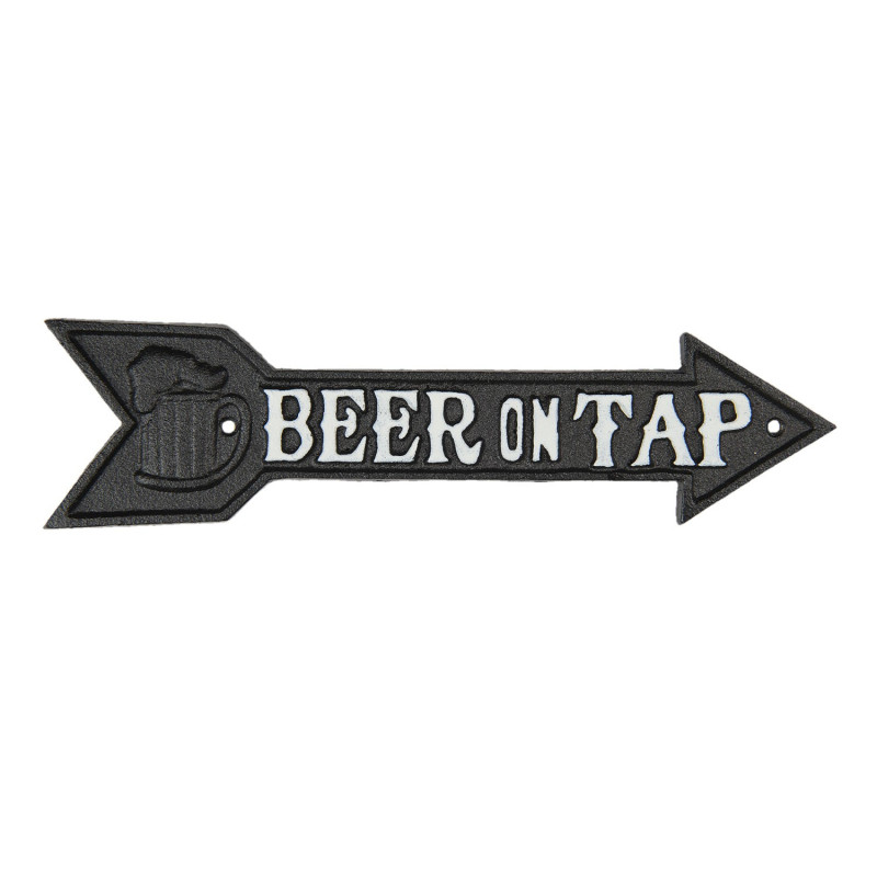 Delší kovová cedule ve tvaru šipky Beer on Tap - 32*1*8 cm