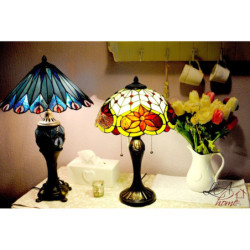 Stolní lampa Tiffany Peacock - Ø 40*68 cm