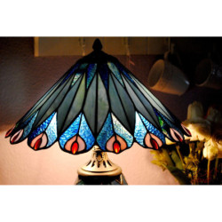 Stolní lampa Tiffany Peacock - Ø 40*68 cm