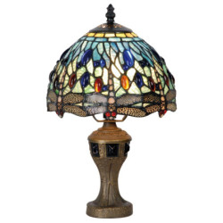 Stolní lampa Tiffany Blue dragonfly - Ø 20*35 cm E14/max 1*60W