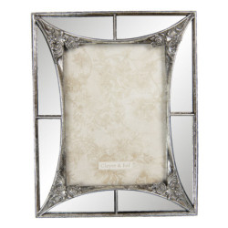 Skleněný fotorámeček se stříbrnými ornamenty - 20*2*25 cm / 13*18 cm