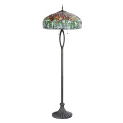 Stojací vitrážová lampa s tulipány Tiffany Amorette – Ø 56 cm E27/max 3*60W