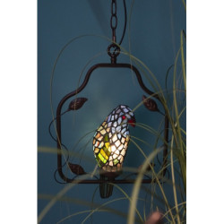 Závěsné vitrážové světlo Tiffany v designu papouška – 40*26*86 cm E14/max 1*25W