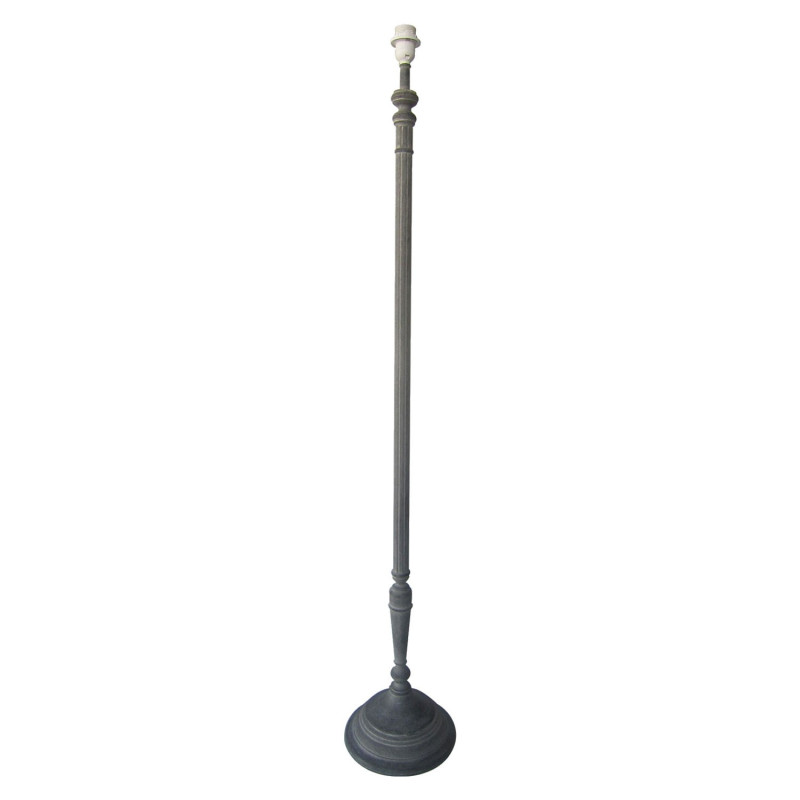 Šedá dřevěná noha k lampě s patinou - Ø 24*147 cm E27