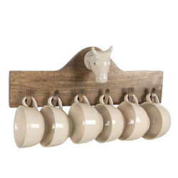 Nástěnný dřevěný věšák s hrnečky Chick Bei - 48*9*17 cm