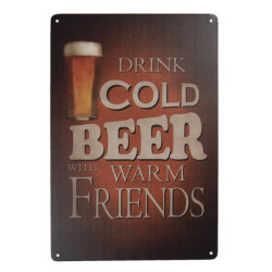 Nástěnná kovová cedule Drink Beer - 20*30 cm
