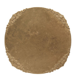 Zlatý antik kulatý podnos na dorty na noze - Ø 32*10 cm